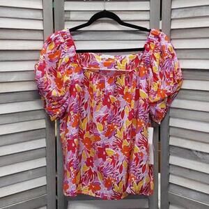 Vibrant Floral Puff Sleeve Top | Sara Michelle | X Large